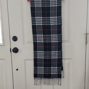 Classic Black, White, and Red Plaid Scarf